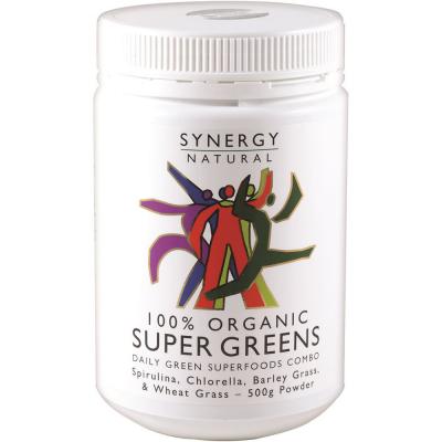 Synergy Natural Organic Super Greens (Spirulina, Chlorella, Barley Grass & Wheat Grass) Powder 500g Synergy Natural Organic Super Greens (Spirulina, Chlorella, Barley Grass & Wheat Grass) Powder 500g
